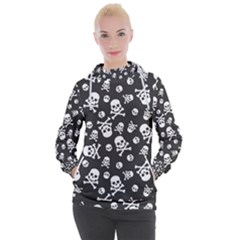 Skull And Cross Bone On Black Background Women s Hooded Pullover