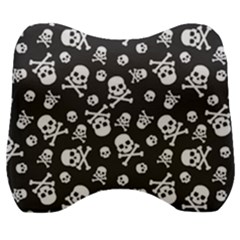 Skull And Cross Bone On Black Background Velour Head Support Cushion