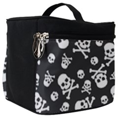 Skull And Cross Bone On Black Background Make Up Travel Bag (big) by AnkouArts