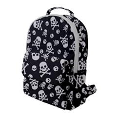 Skull And Cross Bone On Black Background Flap Pocket Backpack (large)