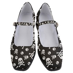 Skull And Cross Bone On Black Background Women s Mary Jane Shoes by AnkouArts