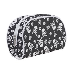 Skull And Cross Bone On Black Background Make Up Case (small) by AnkouArts