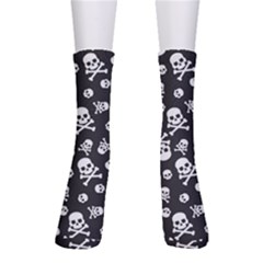 Skull And Cross Bone On Black Background Men s Crew Socks by AnkouArts