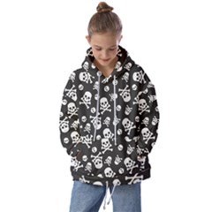 Skull And Cross Bone On Black Background Kids  Oversized Hoodie