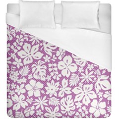 White Hawaiian Flowers On Purple Duvet Cover (king Size) by AnkouArts