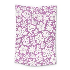 White Hawaiian Flowers On Purple Small Tapestry