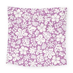 White Hawaiian Flowers On Purple Square Tapestry (large)