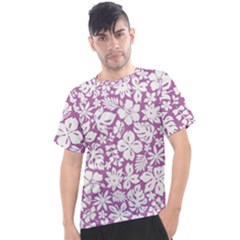 White Hawaiian Flowers On Purple Men s Sport Top by AnkouArts