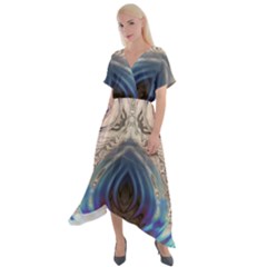 Desert Bloom Cross Front Sharkbite Hem Maxi Dress by MRNStudios