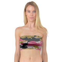 Abstract Glitter Gold, Black And Pink Camo Bandeau Top by AnkouArts