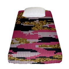 Abstract Glitter Gold, Black And Pink Camo Fitted Sheet (single Size) by AnkouArts