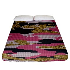 Abstract Glitter Gold, Black And Pink Camo Fitted Sheet (king Size) by AnkouArts