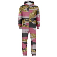 Abstract Glitter Gold, Black And Pink Camo Hooded Jumpsuit (men) 