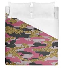 Abstract Glitter Gold, Black And Pink Camo Duvet Cover (queen Size) by AnkouArts