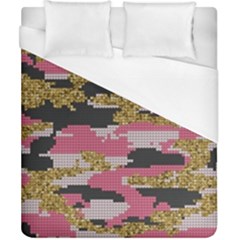 Abstract Glitter Gold, Black And Pink Camo Duvet Cover (california King Size)