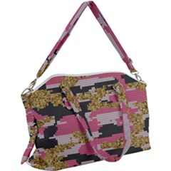 Abstract Glitter Gold, Black And Pink Camo Canvas Crossbody Bag by AnkouArts