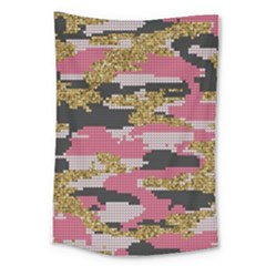 Abstract Glitter Gold, Black And Pink Camo Large Tapestry