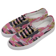 Abstract Glitter Gold, Black And Pink Camo Women s Classic Low Top Sneakers by AnkouArts