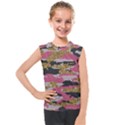 Abstract Glitter Gold, Black and Pink Camo Kids  Mesh Tank Top View1