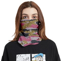 Abstract Glitter Gold, Black And Pink Camo Face Covering Bandana (two Sides) by AnkouArts