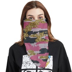 Abstract Glitter Gold, Black And Pink Camo Face Covering Bandana (triangle)