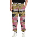 Abstract Glitter Gold, Black and Pink Camo Men s Elastic Waist Pants View1