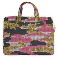 Abstract Glitter Gold, Black And Pink Camo Macbook Pro Double Pocket Laptop Bag by AnkouArts