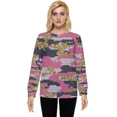 Abstract Glitter Gold, Black And Pink Camo Hidden Pocket Sweatshirt