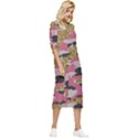 Abstract Glitter Gold, Black and Pink Camo Bow Sleeve Chiffon Midi Dress View3