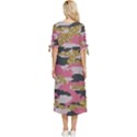 Abstract Glitter Gold, Black and Pink Camo Bow Sleeve Chiffon Midi Dress View4