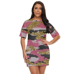 Abstract Glitter Gold, Black And Pink Camo Just Threw It On Dress