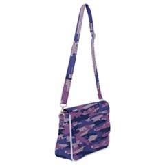 Abstract Purple Camo Shoulder Bag With Back Zipper by AnkouArts