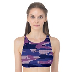 Abstract Purple Camo Tank Bikini Top by AnkouArts