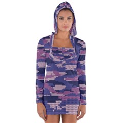 Abstract Purple Camo Long Sleeve Hooded T-shirt by AnkouArts