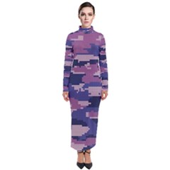 Abstract Purple Camo Turtleneck Maxi Dress by AnkouArts