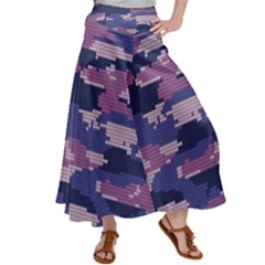 Abstract Purple Camo Satin Palazzo Pants by AnkouArts