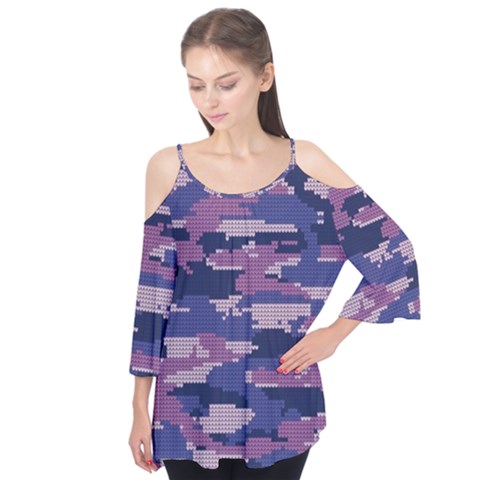 Abstract Purple Camo Flutter Tees by AnkouArts