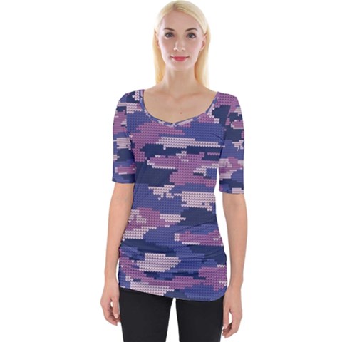 Abstract Purple Camo Wide Neckline Tee by AnkouArts