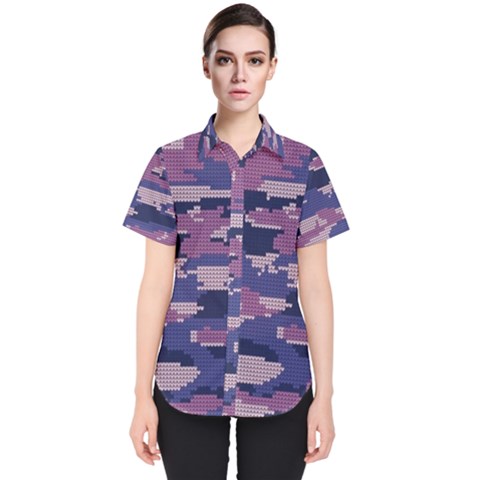 Abstract Purple Camo Women s Short Sleeve Shirt by AnkouArts