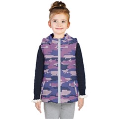 Abstract Purple Camo Kids  Hooded Puffer Vest