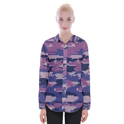 Abstract Purple Camo Womens Long Sleeve Shirt by AnkouArts