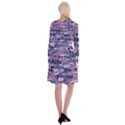 Abstract Purple Camo Long Sleeve Velvet Front Wrap Dress View2