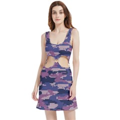 Abstract Purple Camo Velvet Cutout Dress