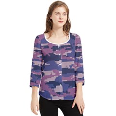 Abstract Purple Camo Chiffon Quarter Sleeve Blouse by AnkouArts