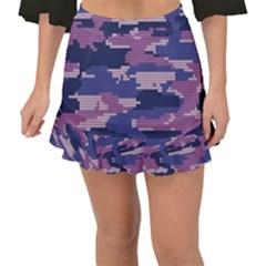 Abstract Purple Camo Fishtail Mini Chiffon Skirt by AnkouArts