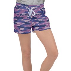 Abstract Purple Camo Velour Lounge Shorts by AnkouArts