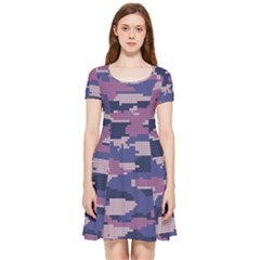 Abstract Purple Camo Inside Out Cap Sleeve Dress by AnkouArts