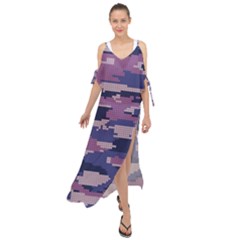 Abstract Purple Camo Maxi Chiffon Cover Up Dress by AnkouArts