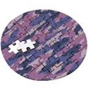 Abstract Purple Camo Wooden Puzzle Round View3