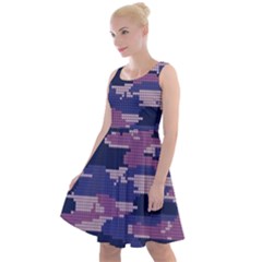 Abstract Purple Camo Knee Length Skater Dress